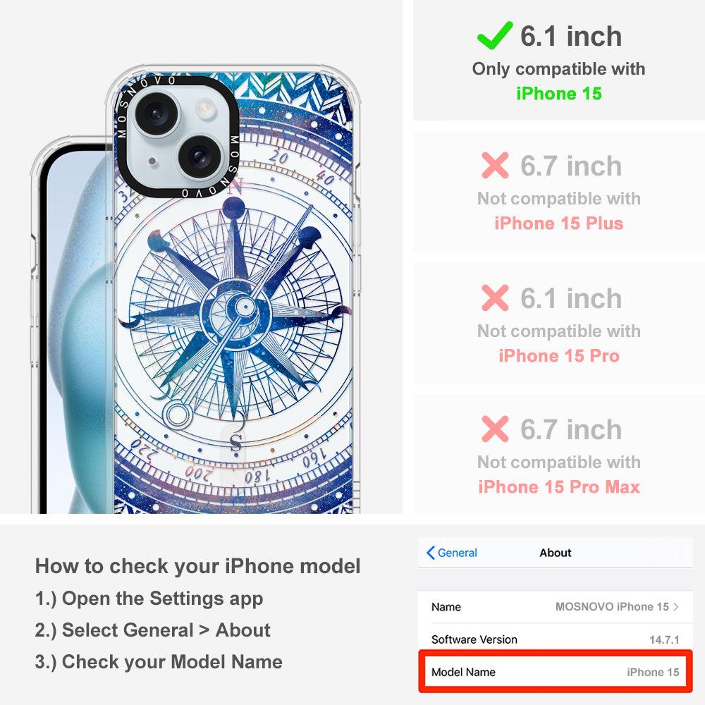Galaxy Compass Phone Case - iPhone 15 Case Clear With Magsafe