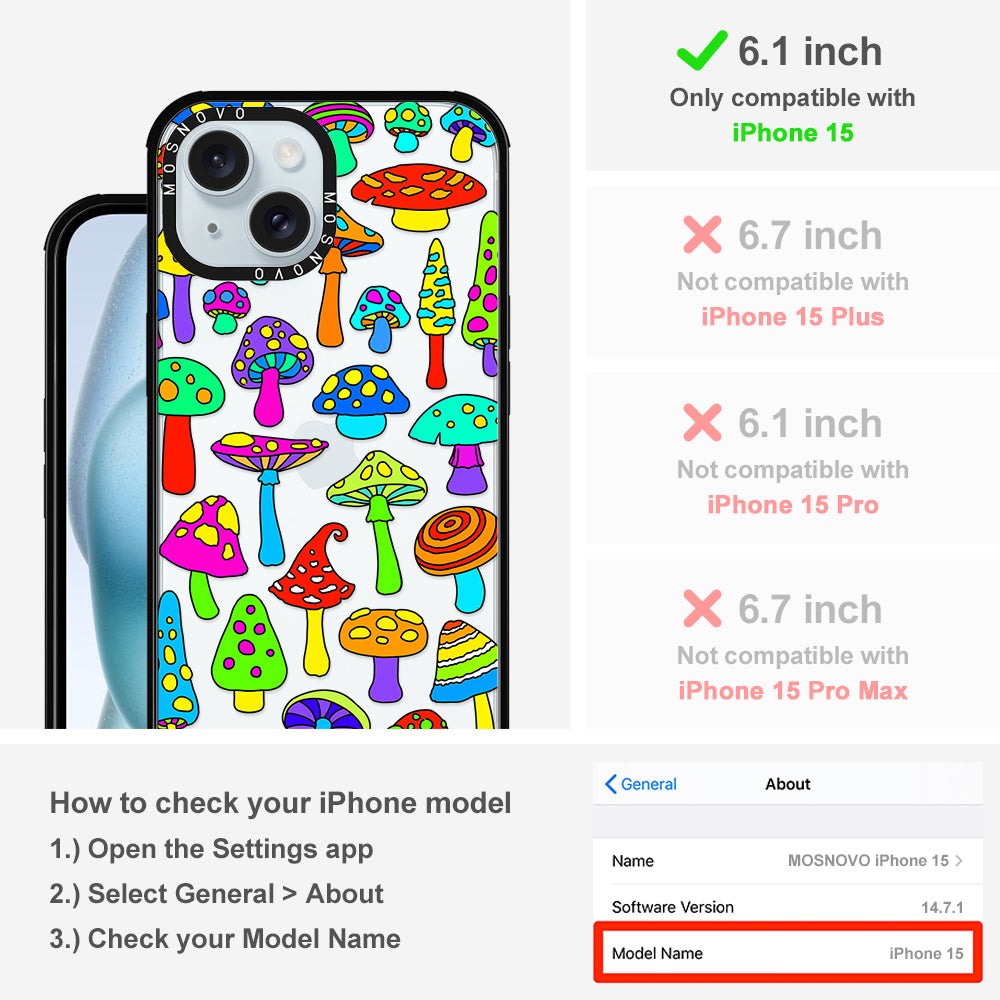 Trippy Wild Mushroom Phone Case - iPhone 15 Case Black