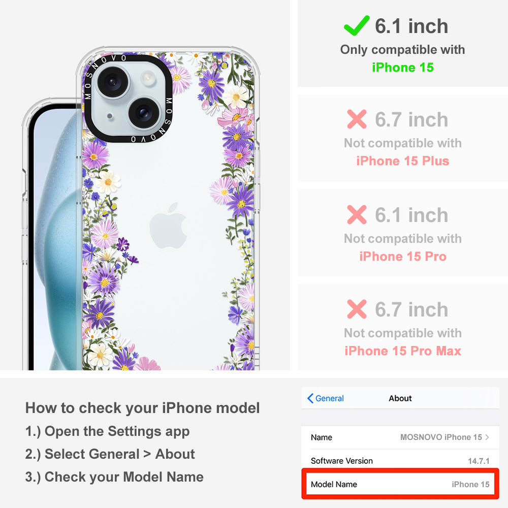 Purple Daisy Garden Phone Case - iPhone 15 Case - MOSNOVO