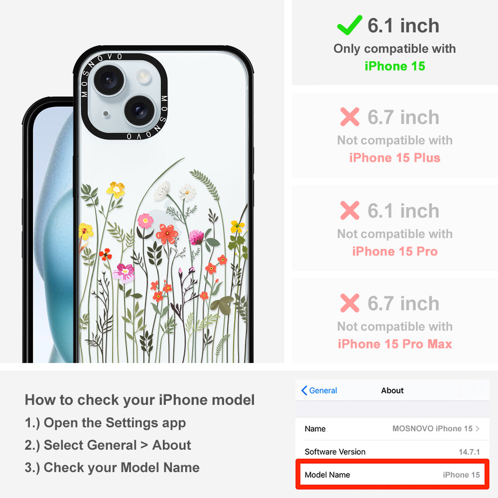 Spring Wildflower Phone Case - iPhone 15 Case Black