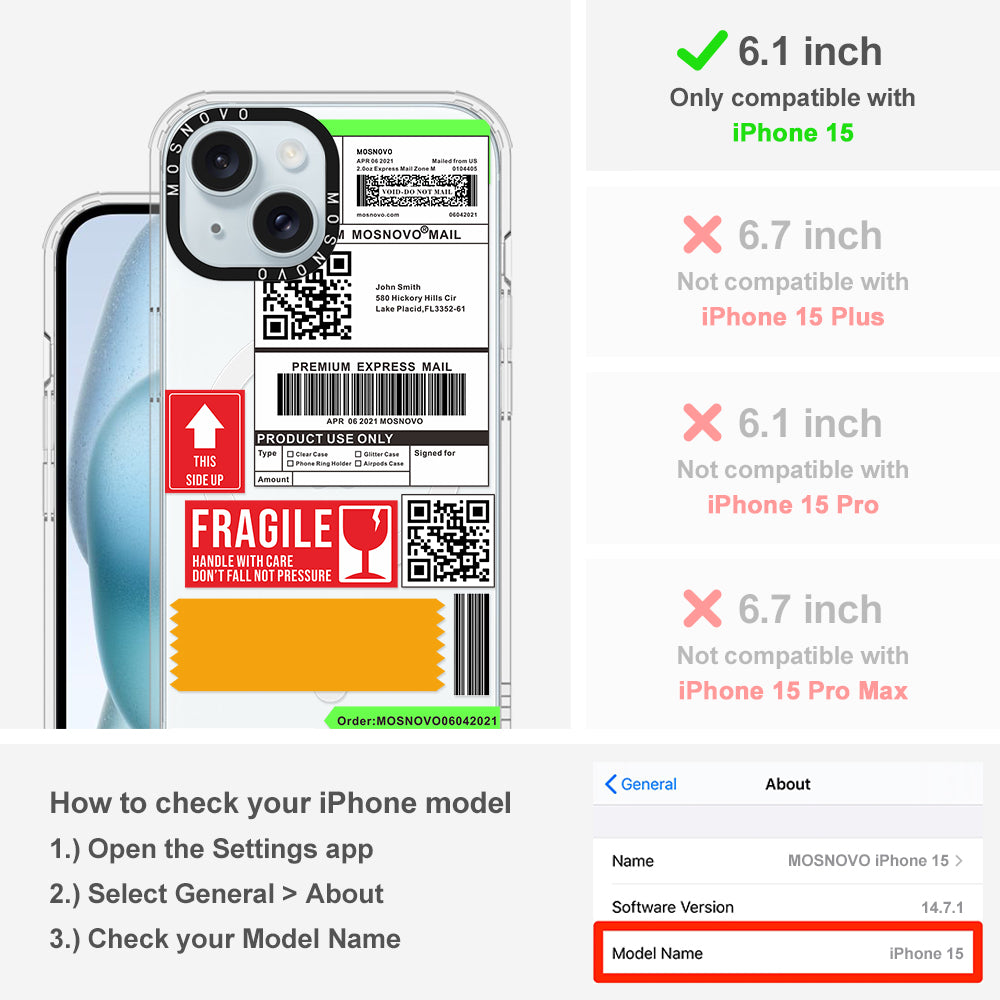 MOSNOVO LABEL Phone Case - iPhone 15 Case - MOSNOVO