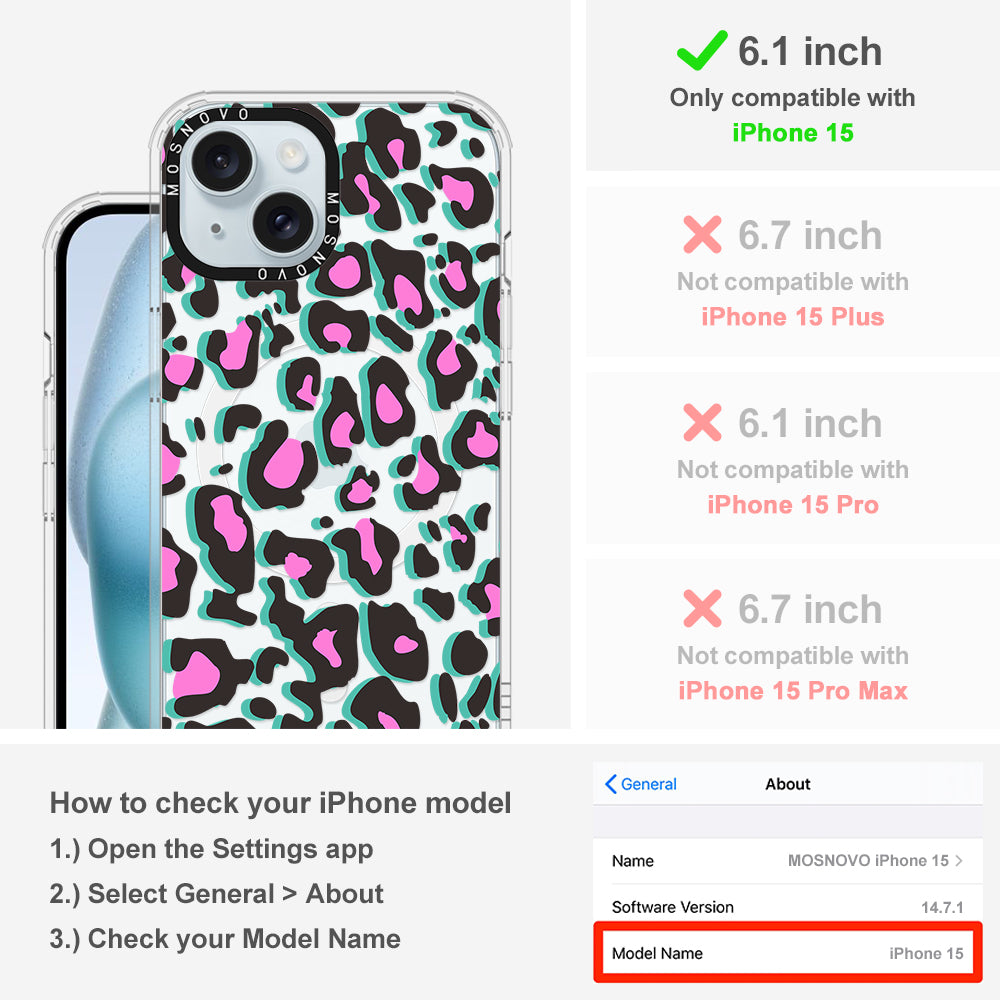 Hot Pink Leopard Print Phone Case - iPhone 15 Case - MOSNOVO