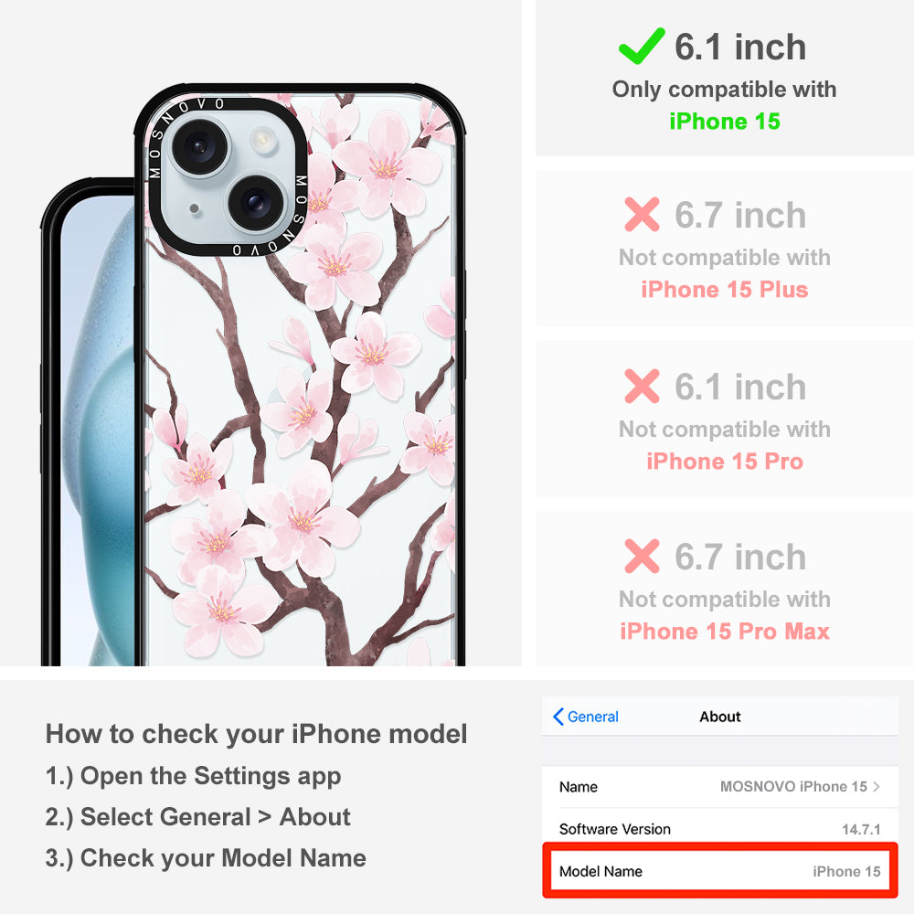 Cherry Blossom Flower Phone Case - iPhone 15 Case - MOSNOVO