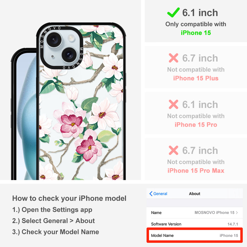 Magnolia Phone Case - iPhone 15 Case - MOSNOVO
