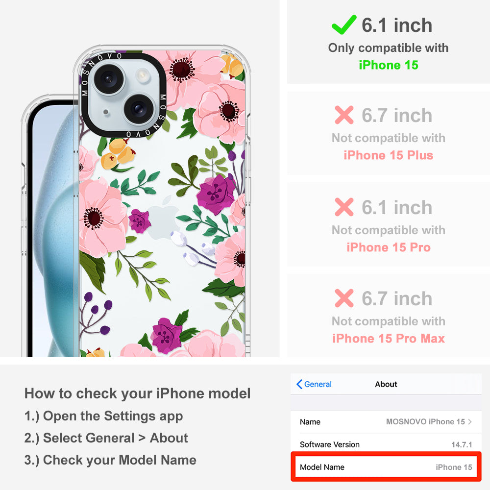 Watercolor Floral Phone Case - iPhone 15 Case - MOSNOVO