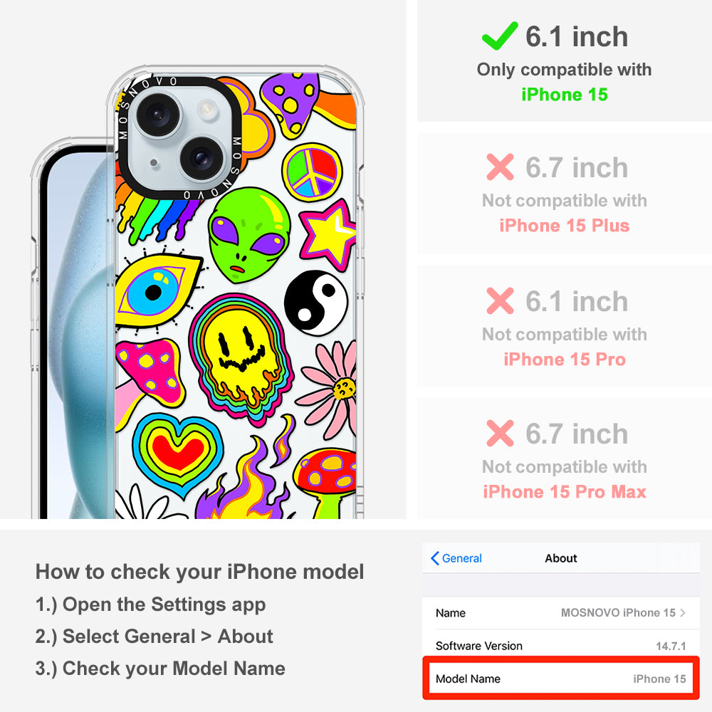 Hippie Rainbow Face Love Phone Case - iPhone 15 Case - MOSNOVO