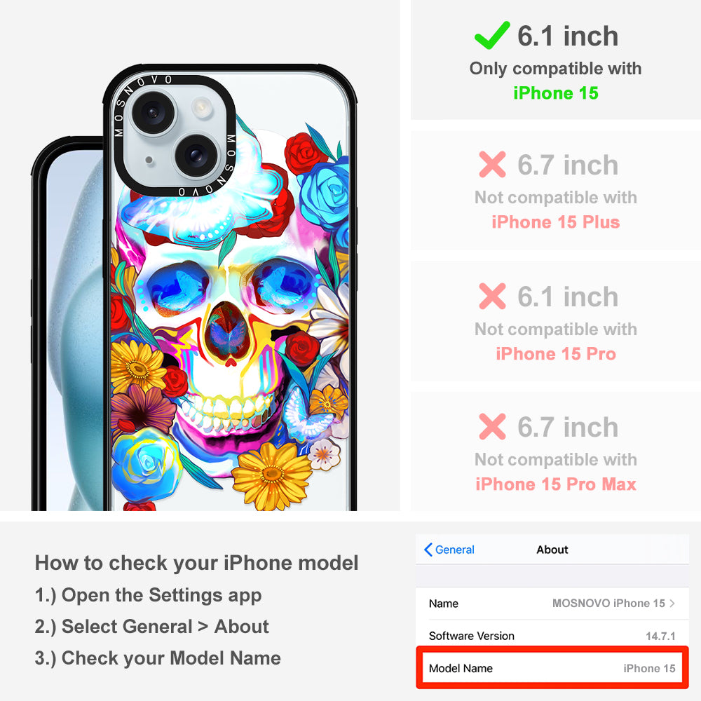 Neon Skull Phone Case - iPhone 15 Case - MOSNOVO