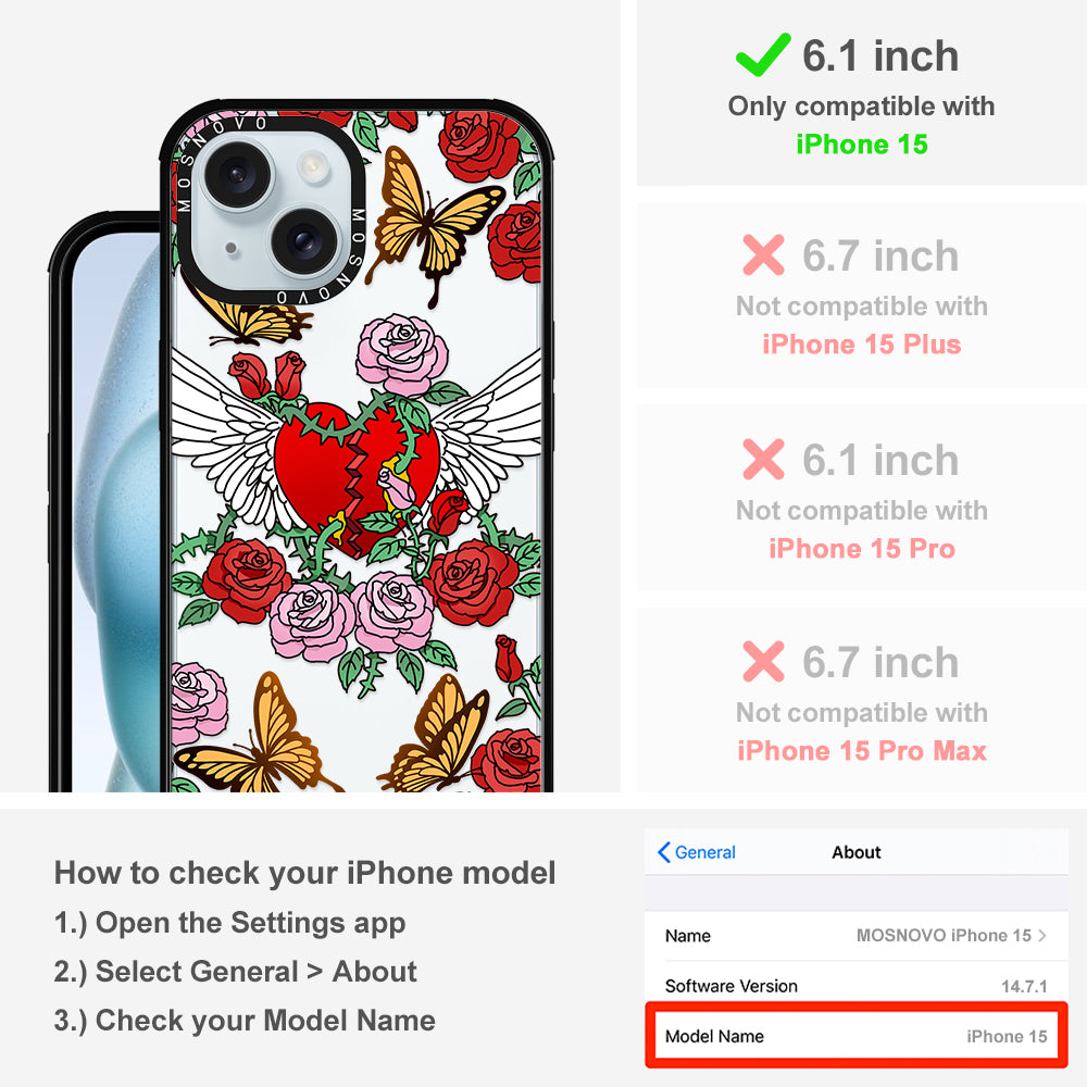 Wing Heart Phone Case - iPhone 15 Case - MOSNOVO
