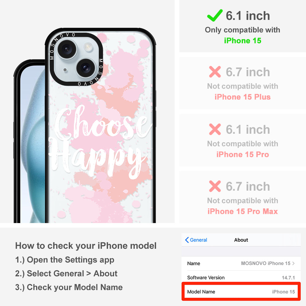 Choose Happy Phone Case - iPhone 15 Case - MOSNOVO