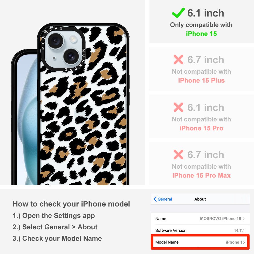 Leopard Print Phone Case - iPhone 15 Case - MOSNOVO