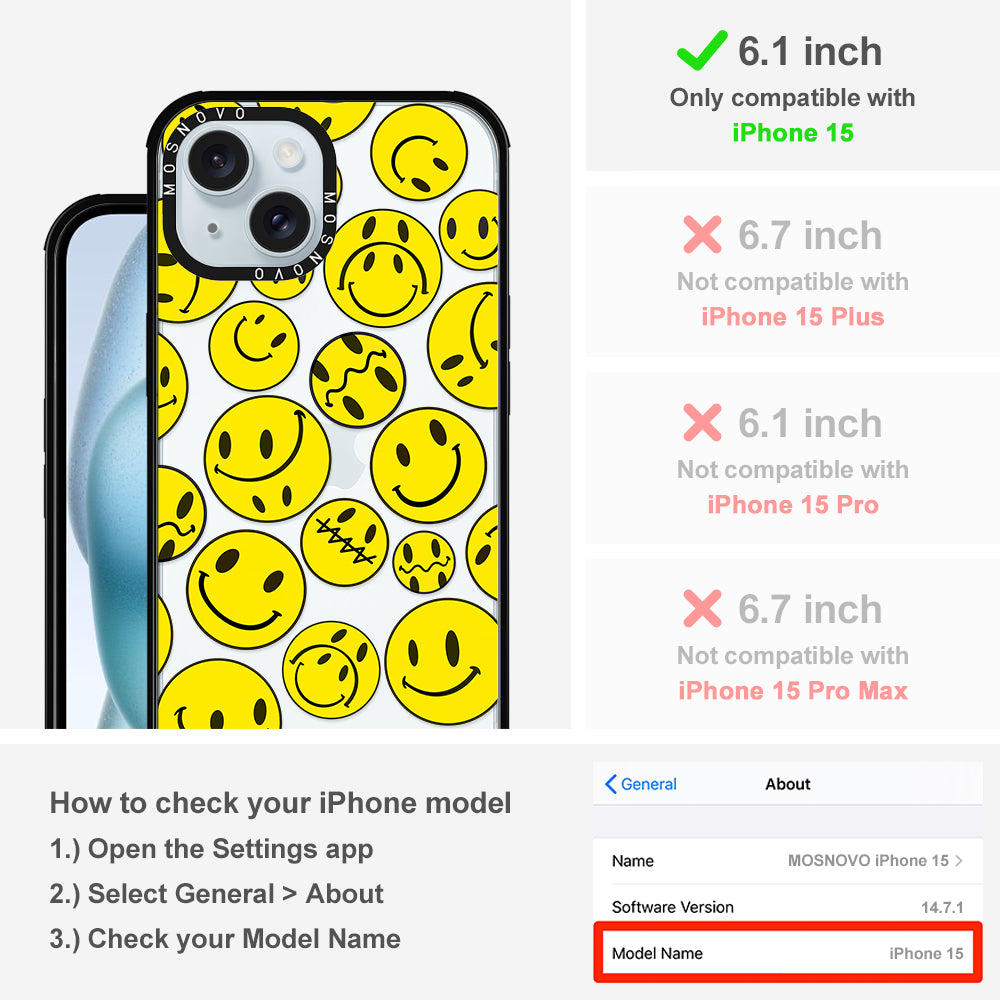 Smiley Face Phone Case - iPhone 15 Case - MOSNOVO