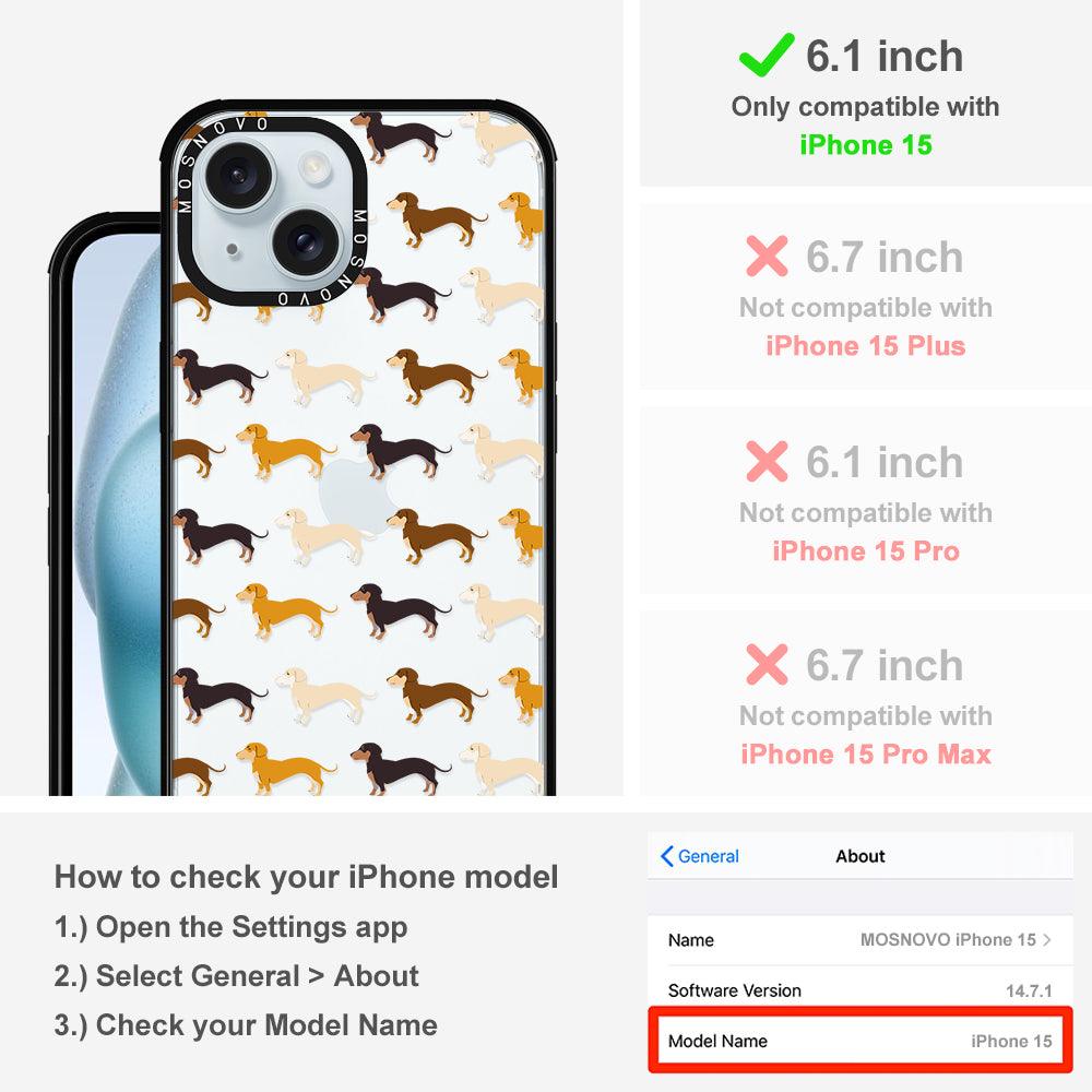 Cute Dachshund Phone Case - iPhone 15 Case Black