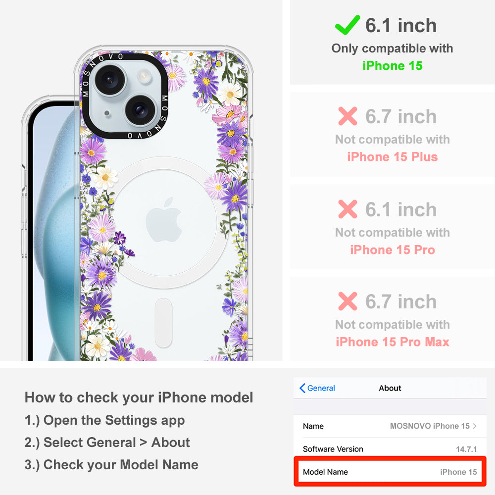 Purple Daisy Garden Phone Case - iPhone 15 Case - MOSNOVO