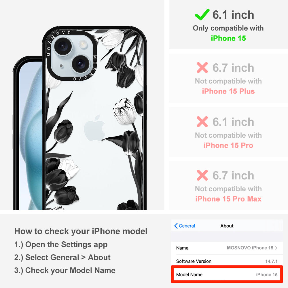 Black Tulips Phone Case - iPhone 15 Case - MOSNOVO