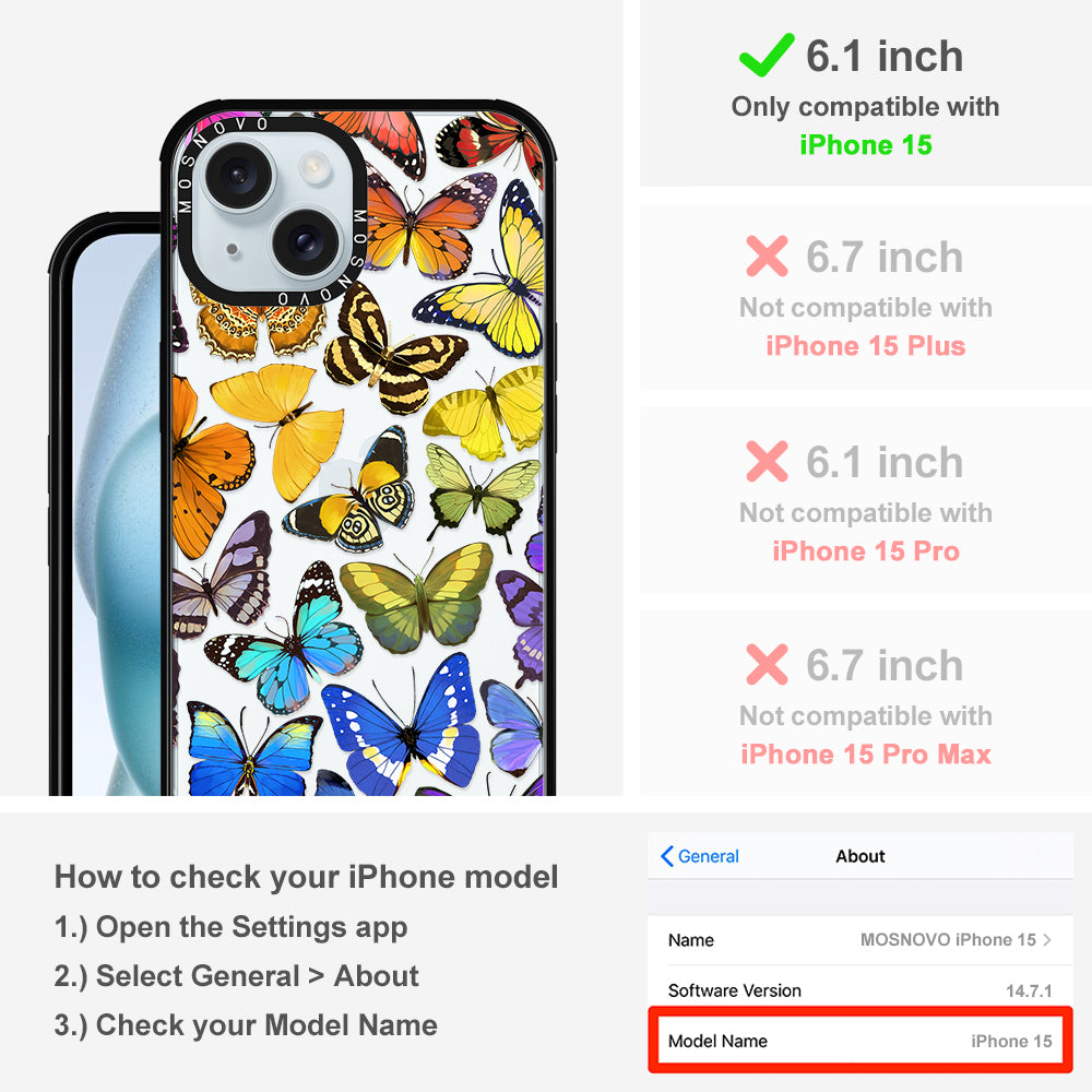 Rainbow Butterfly Phone Case - iPhone 15 Case - MOSNOVO