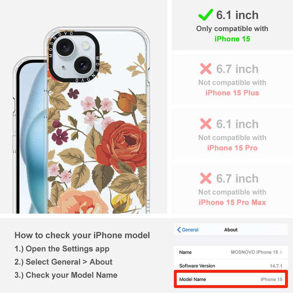 Vintage Roses Phone Case - iPhone 15 Case - MOSNOVO