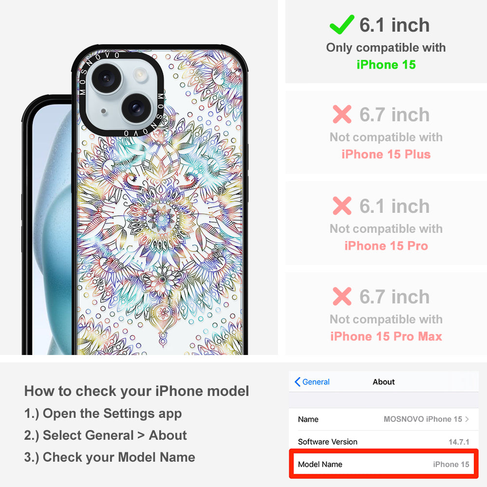 Rainbow Mandala Phone Case - iPhone 15 Case - MOSNOVO