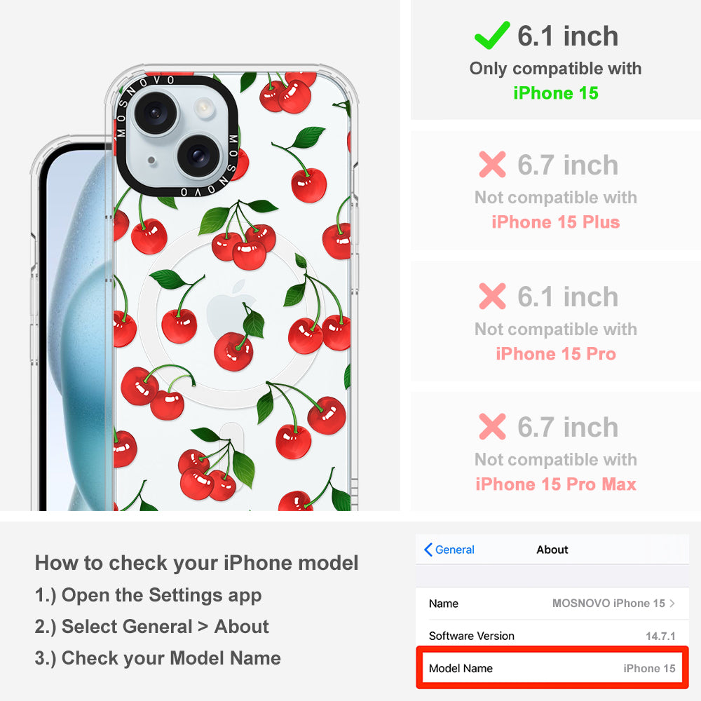 Cute Cherry Phone Case - iPhone 15 Case Clear With Magsafe