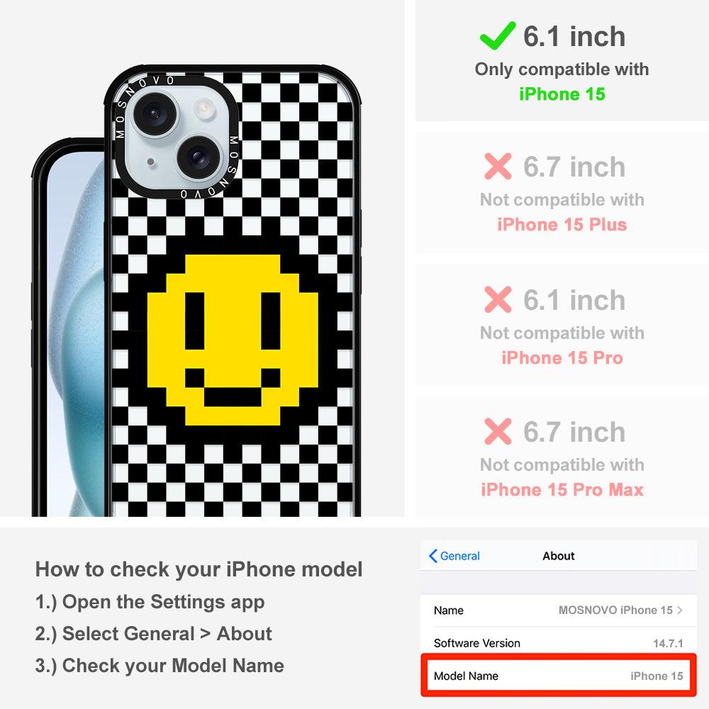 Smile Checkered Phone Case - iPhone 15 Case - MOSNOVO