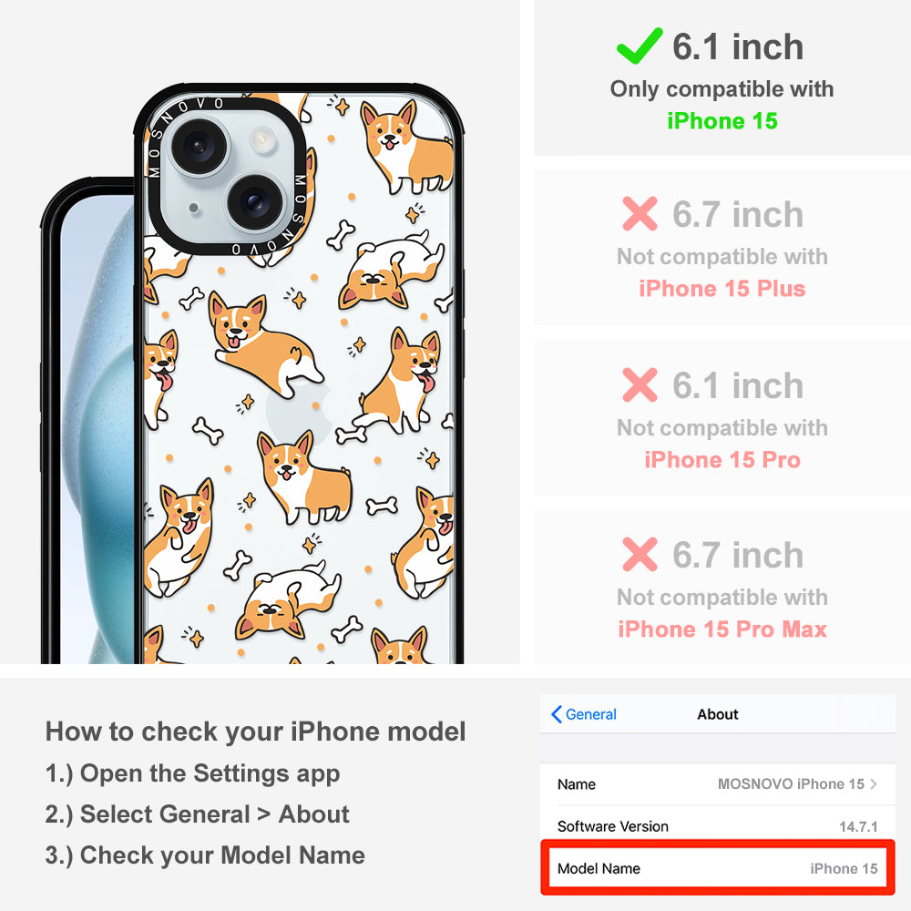 Cute Corgi Phone Case - iPhone 15 Case Black