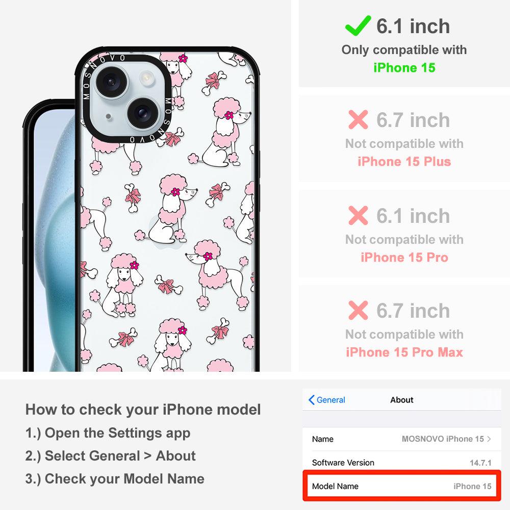 Pink Poodle Phone Case - iPhone 15 Case Black