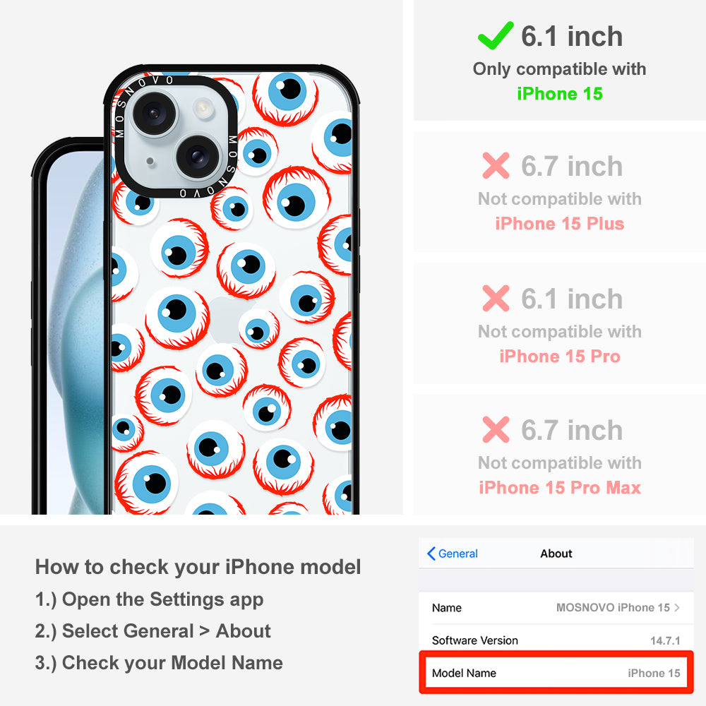 Scary Eyeball Phone Case - iPhone 15 Case - MOSNOVO