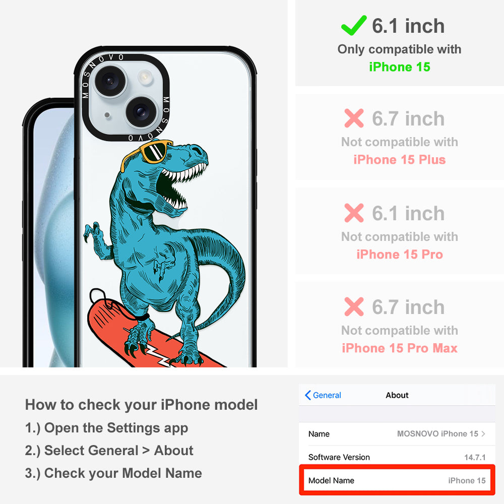 Surfing Dinosaur Phone Case - iPhone 15 Case - MOSNOVO