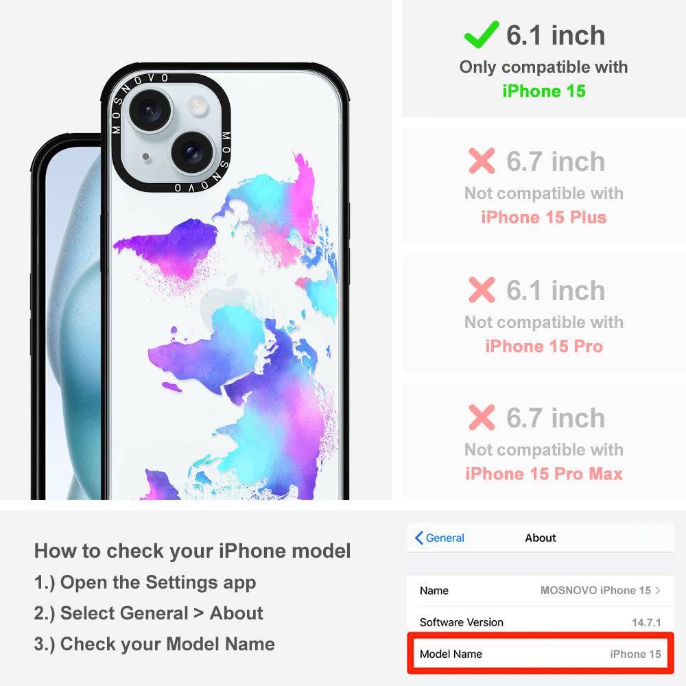 Psychedelic World Map Phone Case - iPhone 15 Case - MOSNOVO