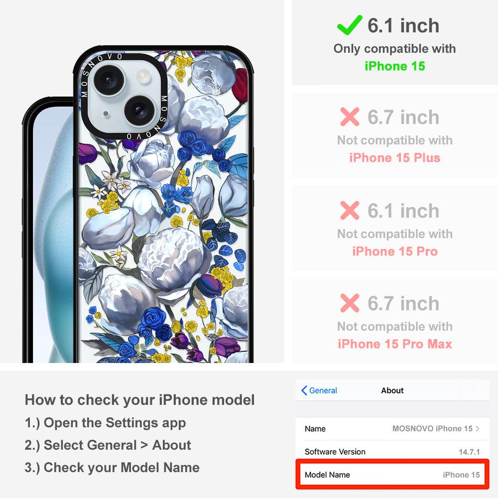 Purple Blue Floral Phone Case - iPhone 15 Case - MOSNOVO