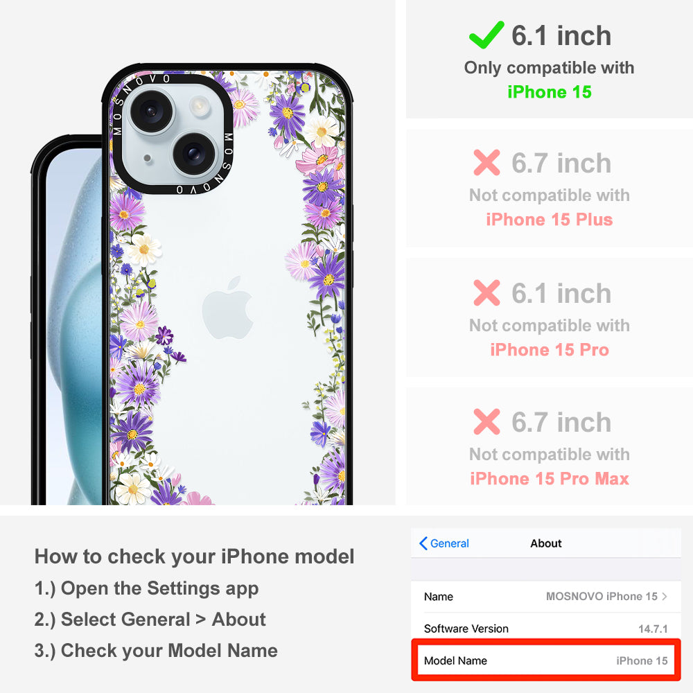 Purple Daisy Garden Phone Case - iPhone 15 Case - MOSNOVO