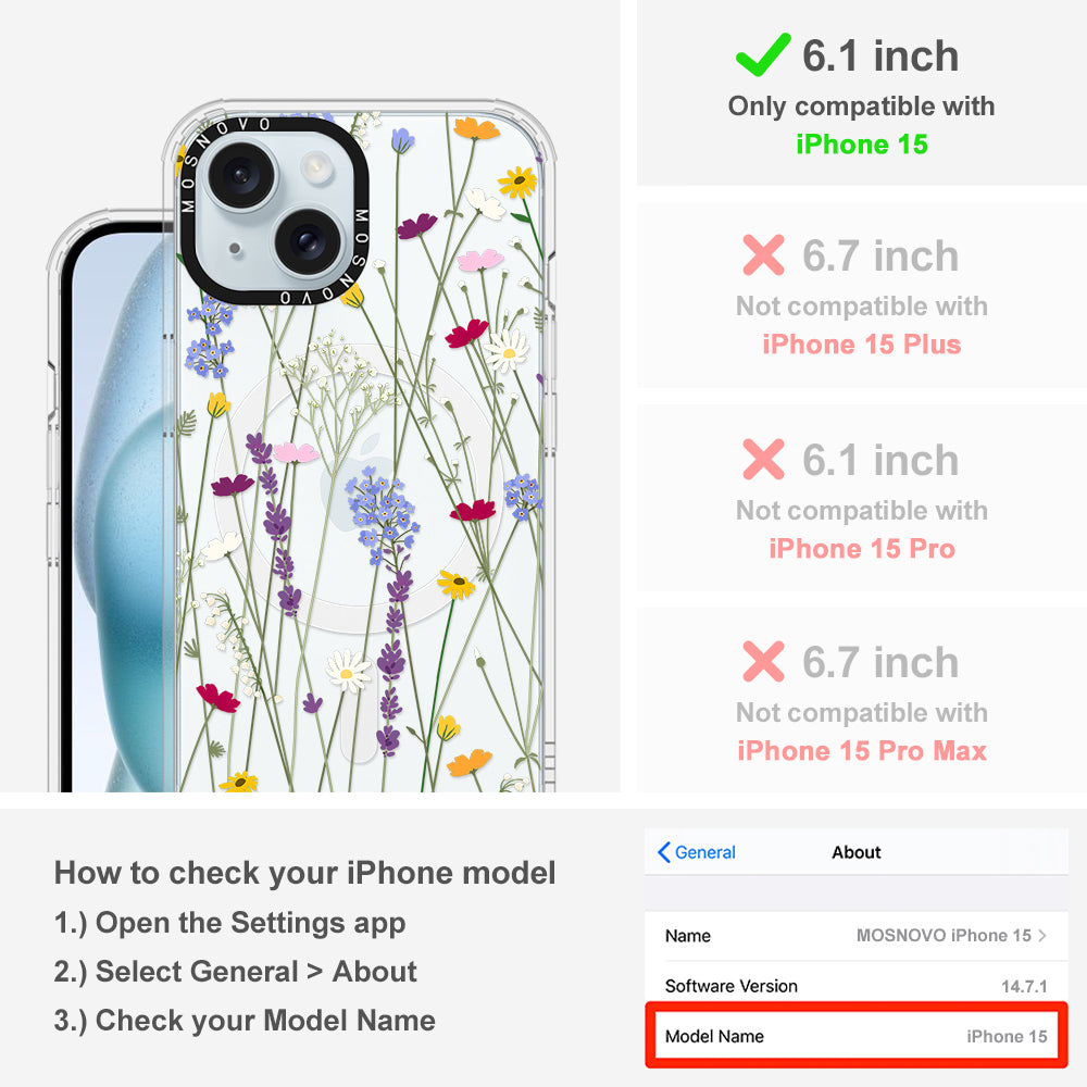 Floral Garden Lavender Daisy Flower Phone Case - iPhone 15 Case - MOSNOVO