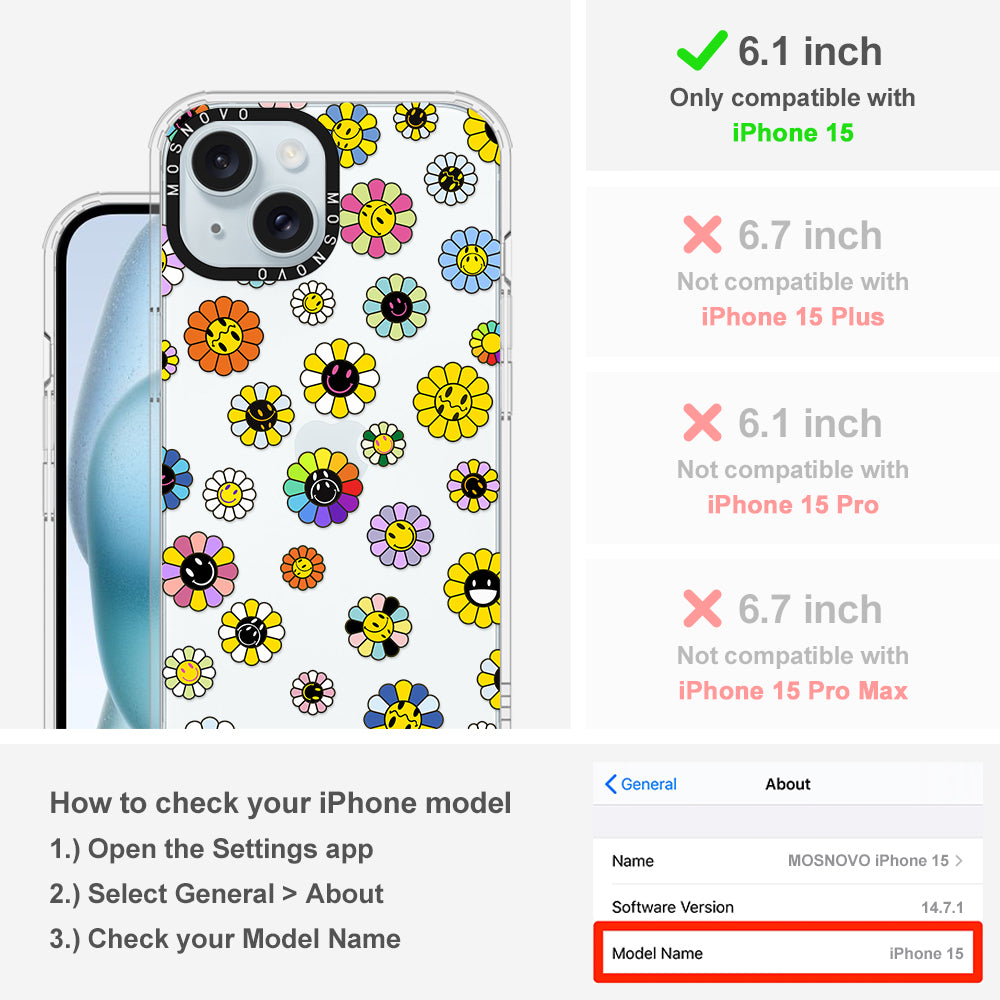 Flower Smiley Face Phone Case - iPhone 15 Case - MOSNOVO