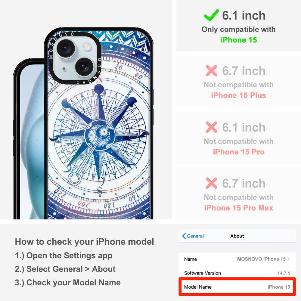 Galaxy Compass Phone Case - iPhone 15 Case Black