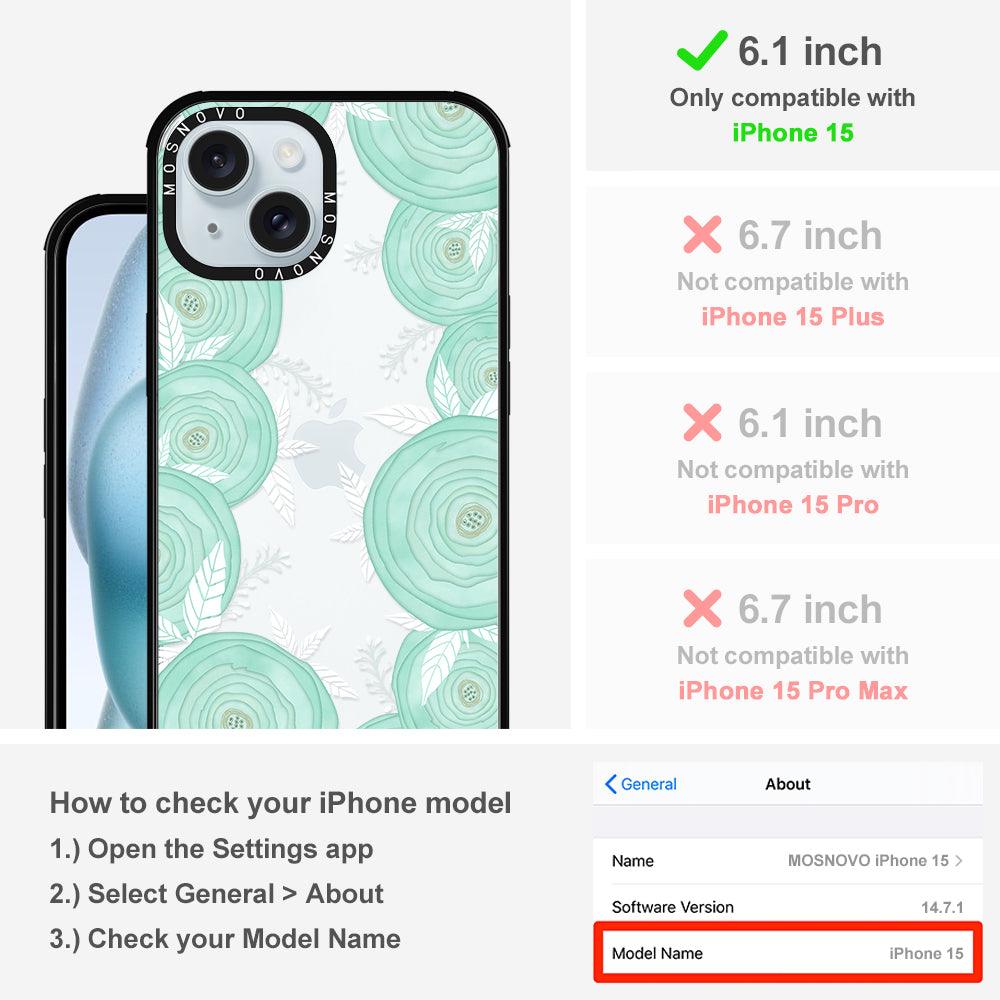 Mint Flower Phone Case - iPhone 15 Case - MOSNOVO