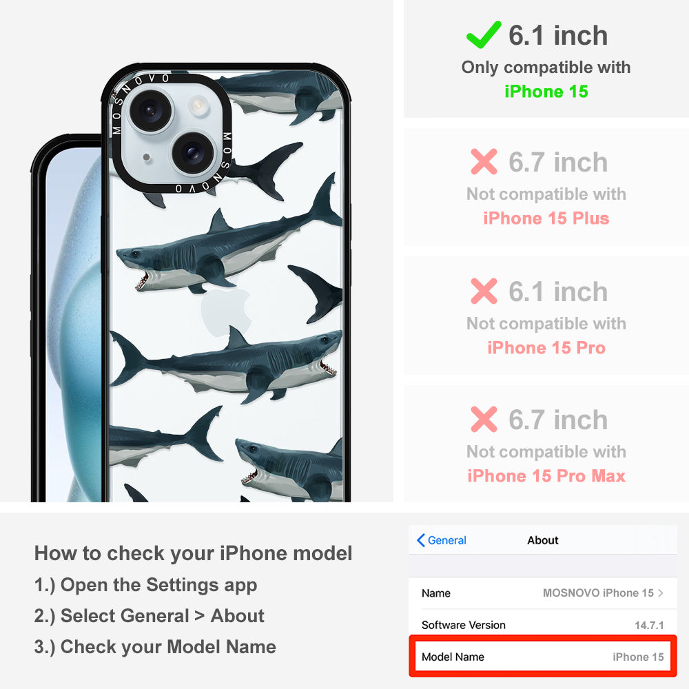 White Shark Phone Case - iPhone 15 Case - MOSNOVO