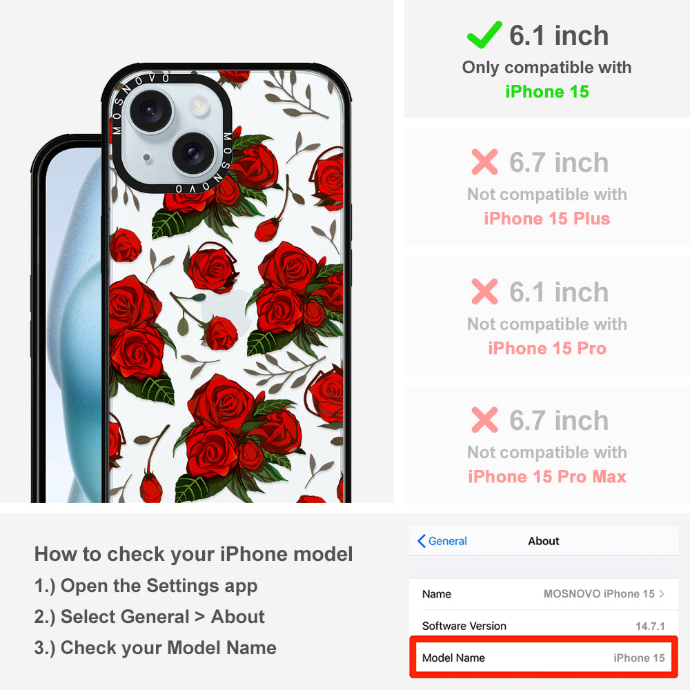 Simply Red Roses Phone Case - iPhone 15 Case - MOSNOVO