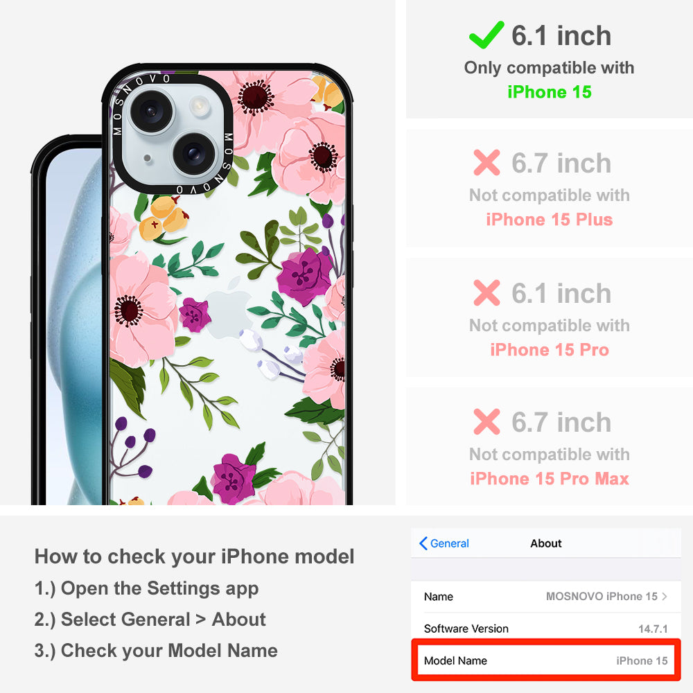 Watercolor Floral Phone Case - iPhone 15 Case - MOSNOVO