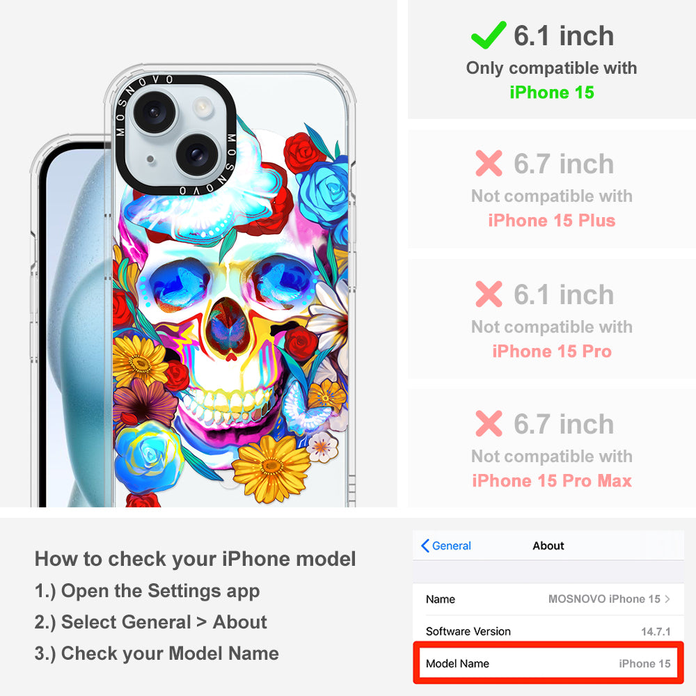 Neon Skull Phone Case - iPhone 15 Case - MOSNOVO