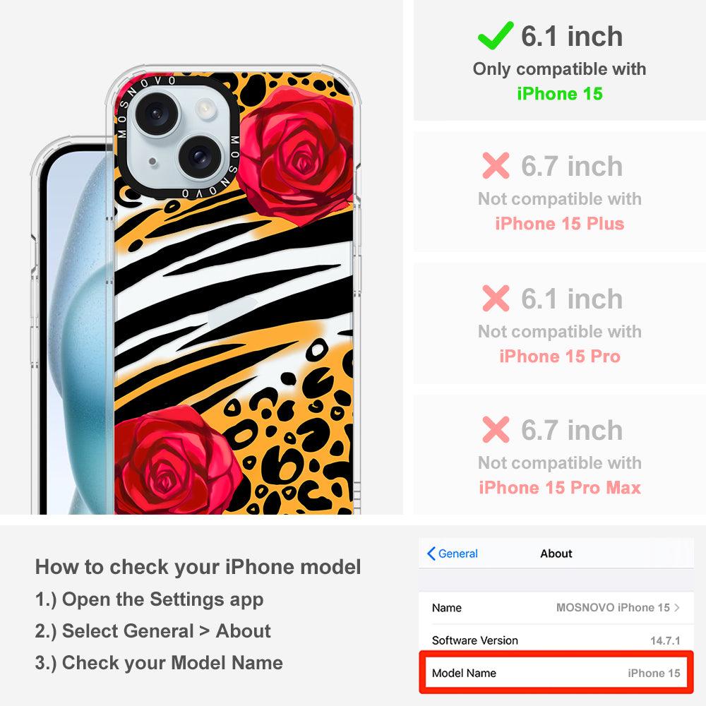 Wild Floral Leopard Phone Case - iPhone 15 Case - MOSNOVO