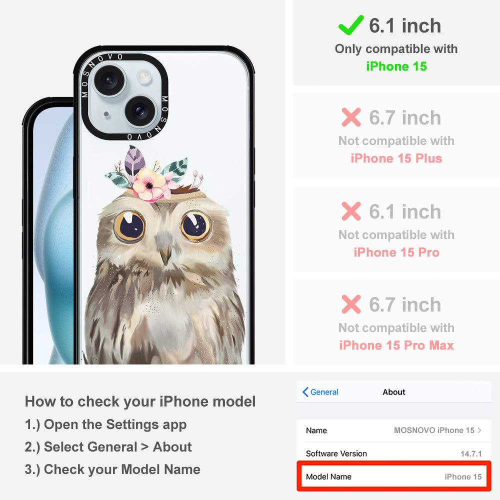 Cute Owl Phone Case - iPhone 15 Case - MOSNOVO