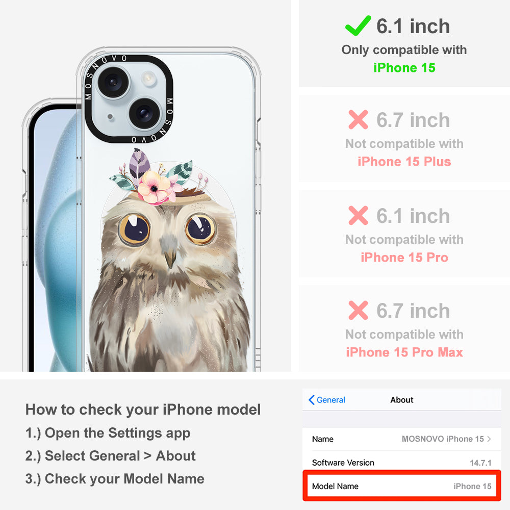 Cute Owl Phone Case - iPhone 15 Case - MOSNOVO