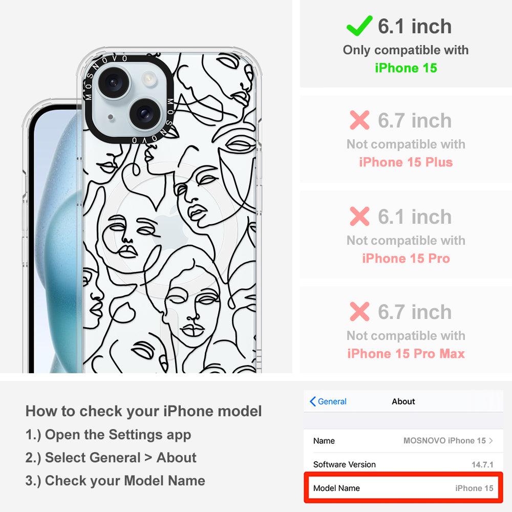 Abstract Face Line Art Phone Case - iPhone 15 Case - MOSNOVO