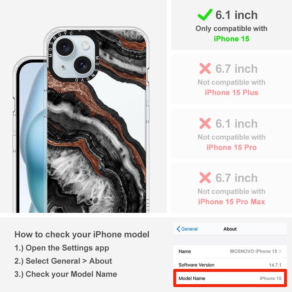 Black Agate Phone Case - iPhone 15 Case - MOSNOVO