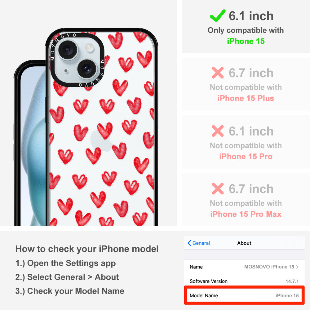 Cute Little Hearts Phone Case - iPhone 15 Case - MOSNOVO