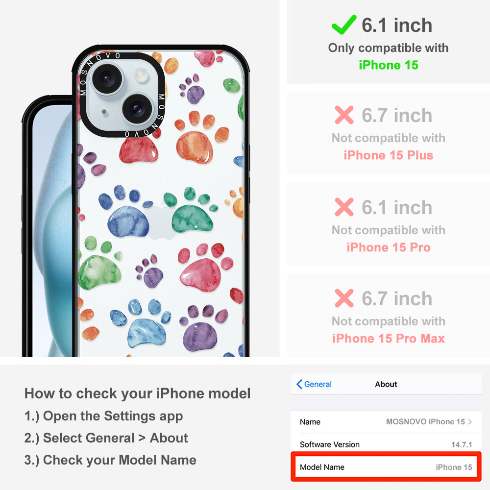 Colorful Paw Phone Case - iPhone 15 Case - MOSNOVO