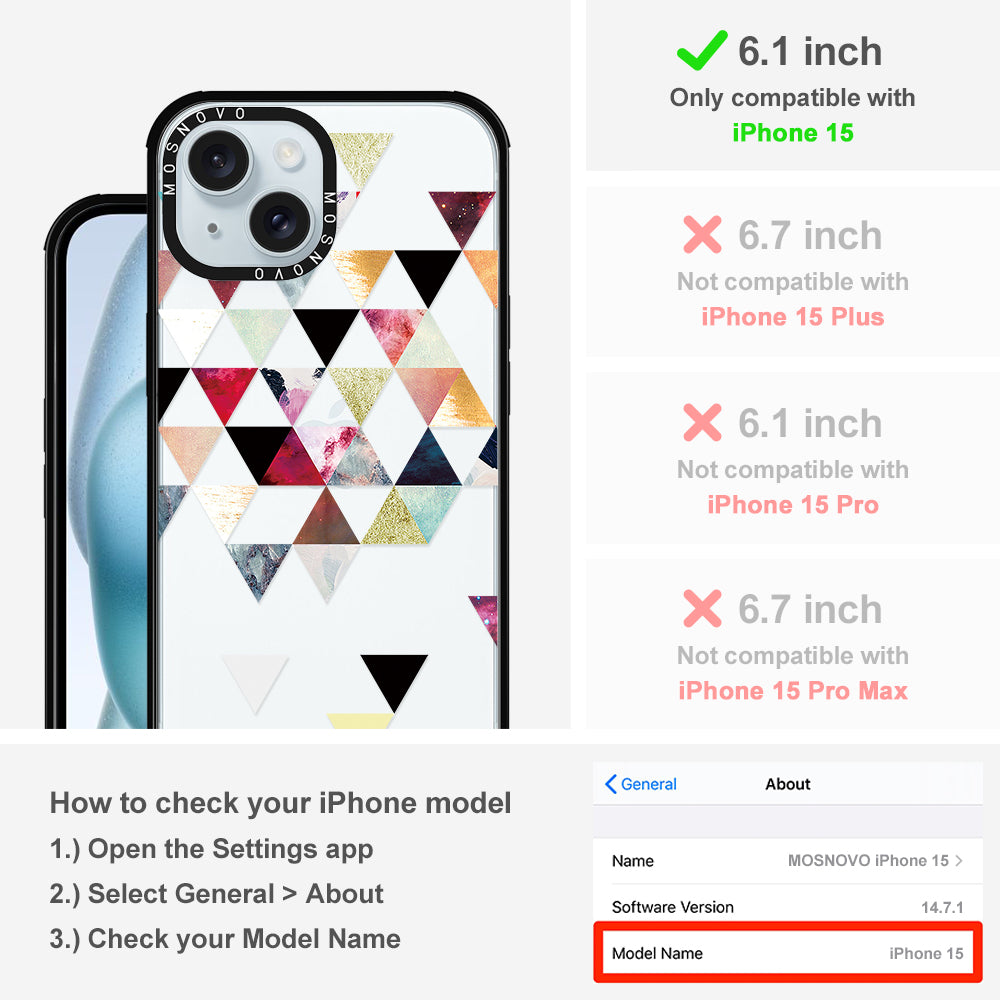 Triangles Stone Marble Phone Case - iPhone 15 Case - MOSNOVO