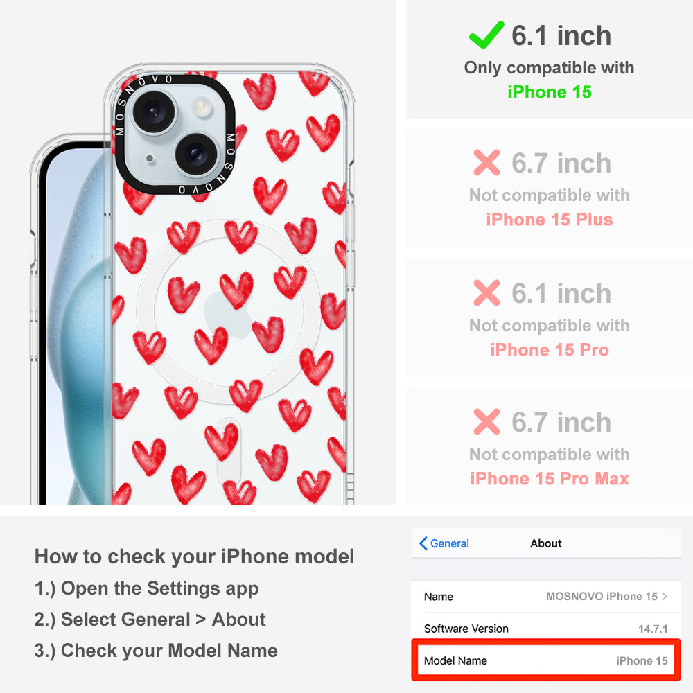 Cute Little Hearts Phone Case - iPhone 15 Case - MOSNOVO