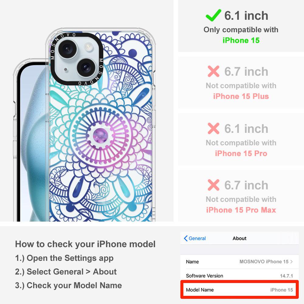 Violet Blue Mandala Phone Case - iPhone 15 Case - MOSNOVO