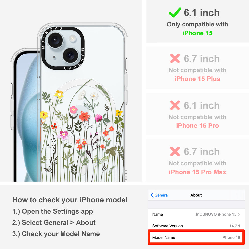 Spring Wildflower Phone Case - iPhone 15 Case Clear With Magsafe
