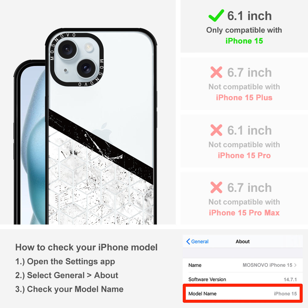 Marble Block Art Phone Case - iPhone 15 Case - MOSNOVO
